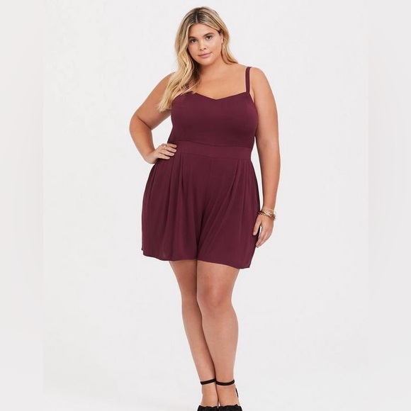 torrid Pants - Torrid Challis Romper in burgundy women’s sz 1 1X 14/16 new nwt